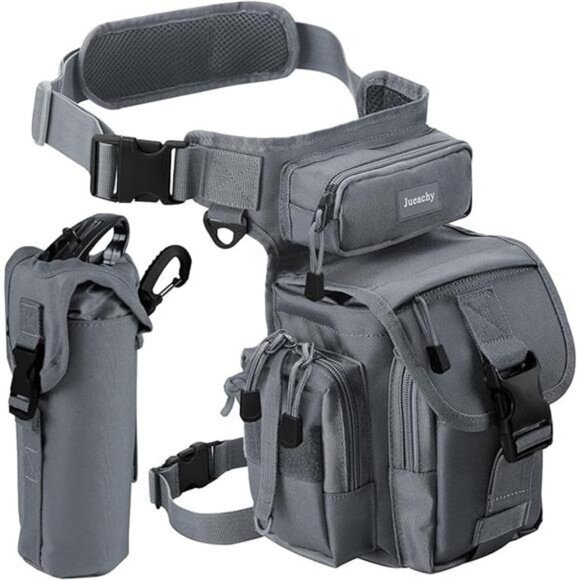 Drop Leg Bag for Men Tactical Metal Detecting Thigh Pack with Water Bottle Pouch - Picture 7 of 7
